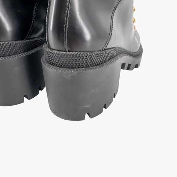 Gucci Sylvie Trip Black Leather Lace Up Combat Boots Size 36.5 US 6.5 Women's - Picture 7 of 15